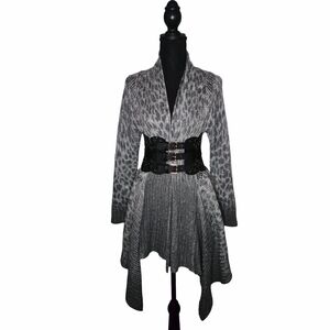 Vintage Alberto Makali Gray Leopard Print Cardigan!